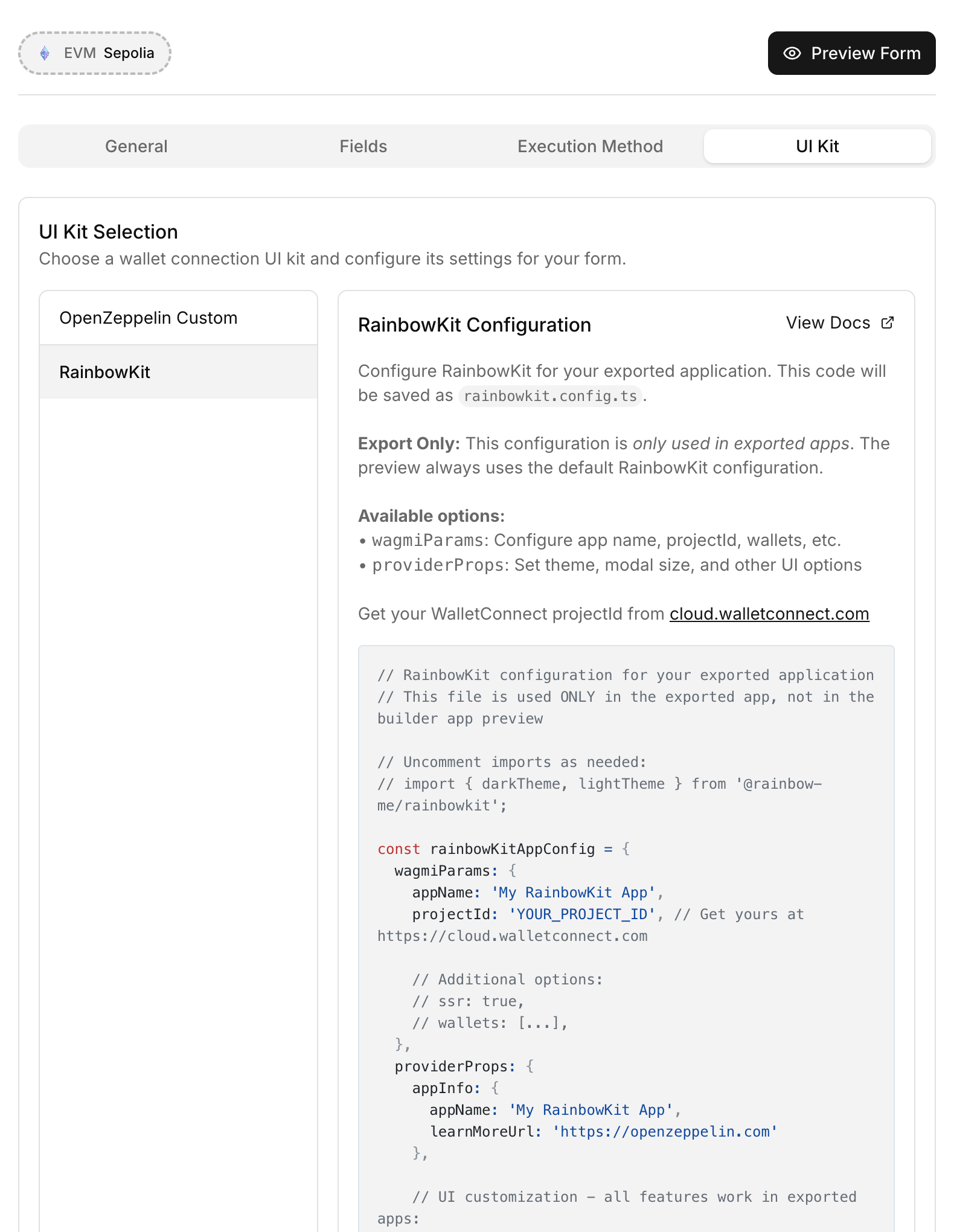 Customization Rainbow Kit settings